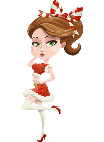 Pretty Christmas Girl Cartoon Vector Character